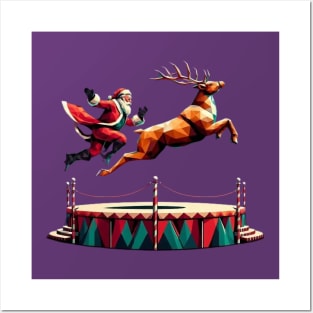 Christmas Santa and  Reindeer Posters and Art